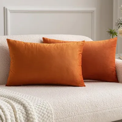 Immagine prodotto di Cuscini decorativi, 30x50 cm, velluto, arancione, set da 2