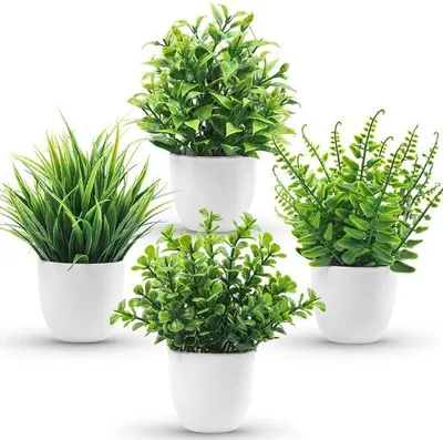 Image de Lot de 4 petites plantes artificielles pour décorer le salon ou le bureau