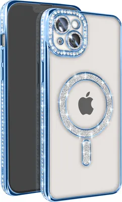 Obrázek produktu pro Avizar, diamantové pouzdro pro iPhone 14 Plus MagSafe, obrys s kamínky, modré