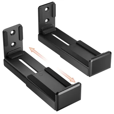 Produktbild von Universal Soundbar Wandhalterung bis 15 kg, verstellbare Halterung für Soundbars mit oder ohne Befestigungslöcher, Schwarz