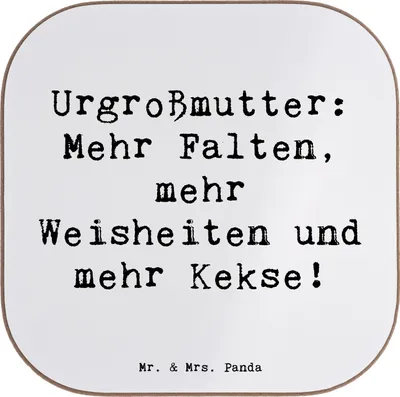 Produktbild von Mr. & Mrs. Panda Flaschenuntersetzer Urgroßmutter Weisheiten - Weiß - Geschenk, PErsonalisierte Bierdeckel, herzerwärmende Sprüche, Erfahrung, Ahnen, Familientradition