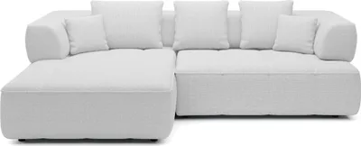 Produktbild von DomoHome Avangarde Ecksofa Moderne Eckcouch mit Verstellbarer Sitztiefe Wasserabweisendem Aragon-Stoffbezug und Hochwertiger Polsterung Linkes Layout 182x285x86cm Weiß