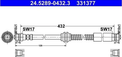 Produktbild von ATE 24.5289-0432.3 Bremsschlauch Hinten für VW Caddy III Kombi (2KB, 2KJ, 2CB, 2CJ) Caddy III Kastenwagen (2KA, 2KH, 2CA, 2CH) CADDY IV Kombi