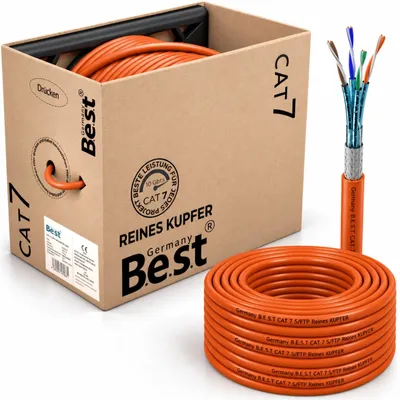 Produktbild von B.E.S.T. CAT 7 Netzwerkkabel 200 m – Verlegekabel S/FTP, Kupfer, 1000 MHz