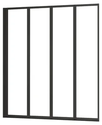 Produktbild von Duschspa 100x140cm Badewannenaufsatz 4-teilig Schwarz Faltwand 4mm ESG Duschabtrennung