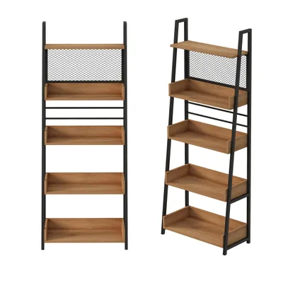 Produktbild von Bücherregal für Ordner, Leiterregal für Büro, Wohnzimmer oder Loft, hoch, 5 Einlegeböden