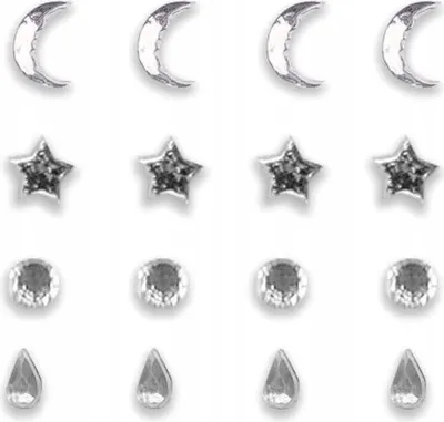 Produktbild von Aufkleber Schmuck Kristalle für Gesicht SILBER Pretend Ohrringe