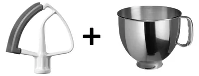 Produktbild von KitchenAid Set Flexibler Flachrührer 5KFE5T + Edelstahlschüssel 5K5THSBP