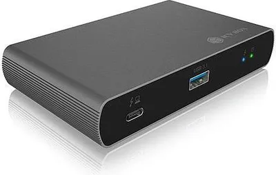 Produktbild von ICY BOX IB-HUB801-TB4, Thunderbolt™ 4 Type-C® HUB auf 3x Thunderbolt 4 und 1x USB 3.2 Gen 2 Type-A Schnittstellen, Thunderbolt 4, Thunderbolt 4, USB 3.2 Gen 2 (3.1 Gen 2) Type-A, 40000 Mbit/s, 60 Hz, 3840 x 2160, 7680 x 4320, Anthrazit, Schwarz