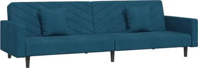 Image de vidaXL Canapé-lit 2 places avec 2 coussins Bleu velours