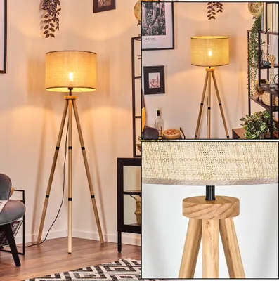 Produktbild von Reggio Stehlampe aus Holz/Papiergeflecht in Naturfarben/Beige