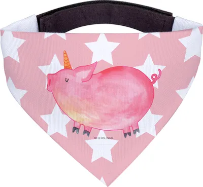 Produktbild von Mr. & Mrs. Panda Halstuch Für Hunde Einhorn Schwein - Rot Pastell - Geschenk, Hundehalstuch, Hund, Bandana, English, Einhörner, Unicorn, Spruch, Dreieckstuch, Englisch