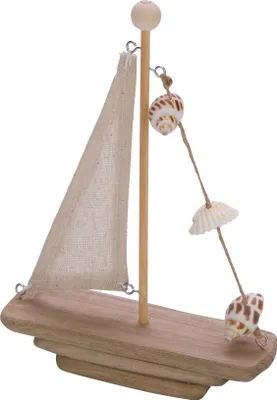 Produktbild von Segelboot Holz natur mit Muschel