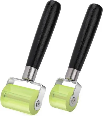 Productafbeelding van Aandrukroller Set - Handdrukrol - Randafwerking Lassen - Hittebestendig Siliconen - 2 Stuks - Zwart Groen