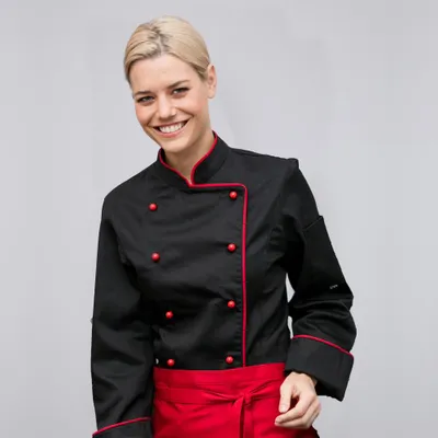 Produktbild von Damen Kochjacke rot, Gr. 2XL : 2XL : rot : 65% Polyester 35% Baumwolle