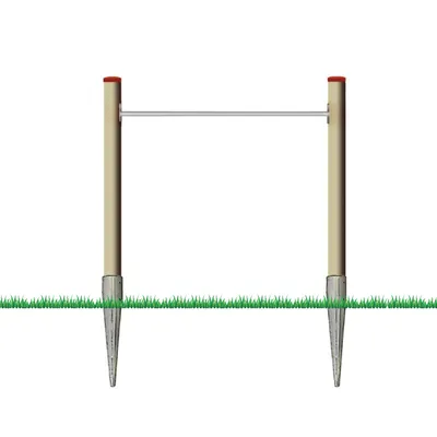 Produktbild von Turnreck aus Lärchenholz Durchmesser 12 cm mit Edelstahl-Reckstange und Einschlaghülsen Größe: Einzelreck ELV
