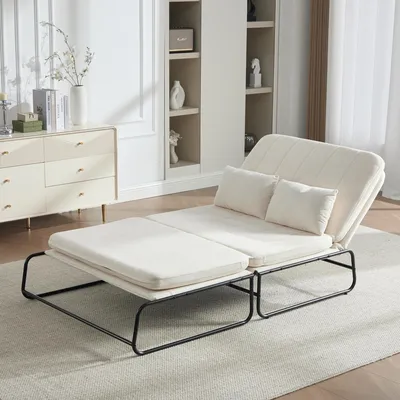 Produktbild von STILVORA Schlafsofa mit Metallgestell und Seitenstauraum, Zweisitzer Sofa aus Chenille-Stoff, Klappsofa für Wohnzimmer, Homeoffice und Gästezimmer