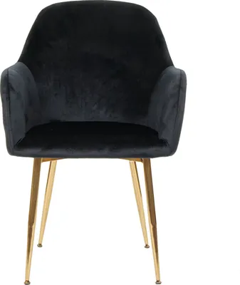 Zdjęcie produktu dla zestaw 6 krzeseł do jadalni HWC-F18, krzesło kuchenne, design retro ~ aksamitna czerń, złote nogi
