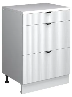 Obrázek produktu pro Kuchyňská skříňka pod šikmou střechu Vicco R-Line Bílé zvlnění 60 cm bez šikminy se 3 zásuvkami, Model 61738