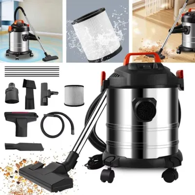 Produktbild von Nass- und Trockensauger - Werkstattsauger aus Edelstahl - 1800 W - 20 l - Mehrere Düsen - Für Haushalt, Auto und Werkstatt