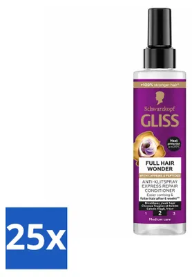 Produktbild von 25 x Gliss Full Hair Wonder Anti-Klit Spray für volleres Haar 200 ml - Vorteilspackung - 25 Stücke