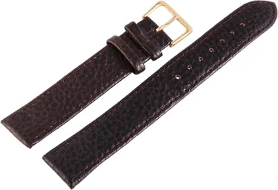 Produktbild von Echtleder-Uhrenarmband, dunkelbraun, Krokooptik, 18 mm / 20 mm, VE 6