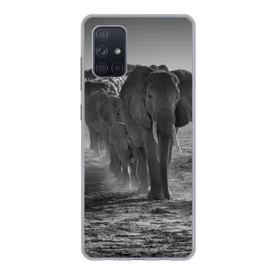 Produktbild von MuchoWow® Handyhülle Schutzhülle Hülle für Samsung Galaxy A51 Elefant - Einfarbig - Tiere - Schwarz - Weiß Silikon Softcase Handy Hülle - Schutzabdeckung