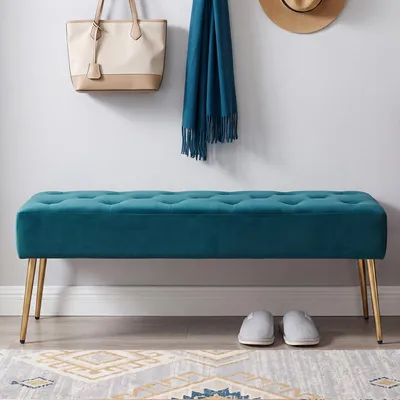 Productafbeelding van Bank met fluwele bekleding, kunstleer, gestoffeerde bank, make-up krukje, make-up tafel. Kleurkeuze, kleur: groen, materiaal: fluweel