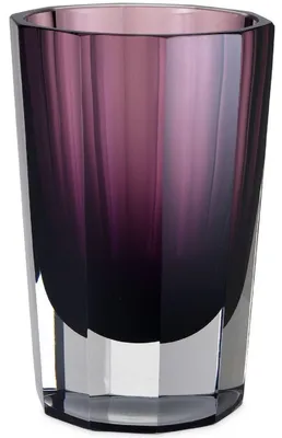 Produktbild von Casa Padrino Luxus Deko Glas Vase Lila Ø 12 x H. 18 cm - Elegante handgefertigte 8-eckige Blumenvase - Deko Accessoires