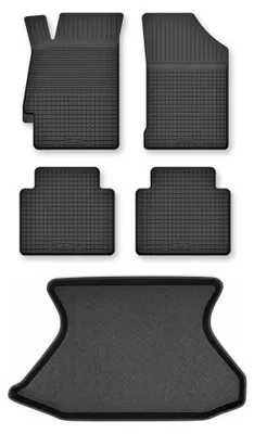 Zdjęcie produktu dla Dywaniki gumowe + mata bagażnika do Honda Civic VI 1995-2001 (hatchback, 3-drzwiowy) – czarne, dobierane – Wielganizator Semi-Universal