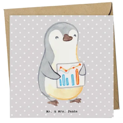 Produktbild von Mr. & Mrs. Panda Glückwunschkarte Wirtschaftsanalytiker Herz - Grau Pastell - Geschenk, Grußkarte, faltkarte, Klappkarte, doppelkarte, anlasskarte