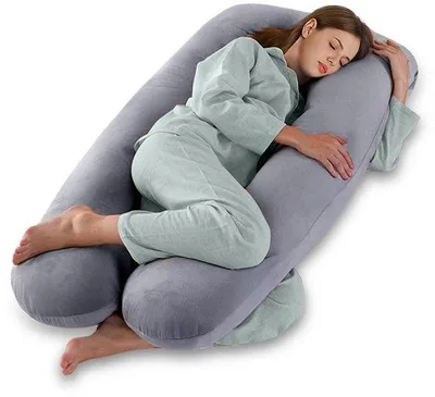 Image de Coussin de grossesse ergonomique Unyqoos® en forme de U – Soutien pour tout le corps, idéal pour la tête, le cou, le dos et les jambes. Housse en velours, amovible et lavable