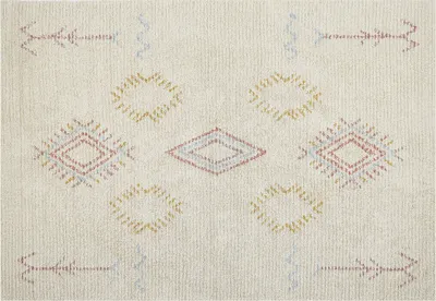 Obrázek produktu pro BELIANI Koberec béžový bavlna 140 x 200 cm geometrický vzor ručně zdobený ložnice obývák