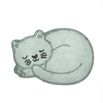 Produktbild von Sass & Belle Badematte schlafende Katze Baumwolle Grau ca. 60x43cm Badeteppich