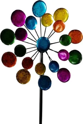 Produktbild von Windspiel Metall Windrad bunt Gartenstecker H 122 cm D 33 cm