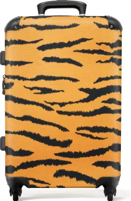 Produktbild von NoBoringSuitcases.com® Großer Koffer - Tigerdruck - Tiere - Orange - Schwarz - Tiger - Kombinationsschloss TSA - Hartschalen Trolley 4 Rollen - 72 liter - Reisekoffer - 66 cmKoffer Mittelgroß 67x43x25 cm, 72L,