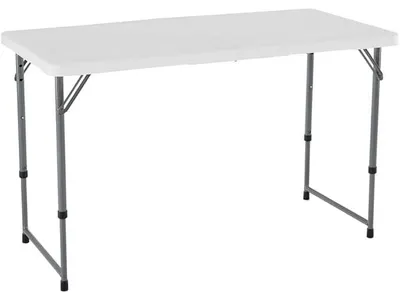 Produktbild von Klapptisch Campingtisch Gartentisch - 122 x 60 cm - Weiß - Höhenverstellbar - Für Innen und Außen