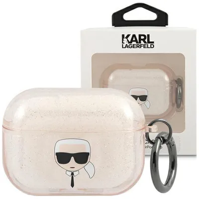 Produktbild von Karl Lagerfeld Klapukhgd Airpods Pro Cover Złoty/Gold Glitter Karl`s Head