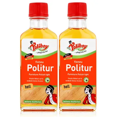 Produktbild von Poliboy Politur hell 100ml - Für lackierte helle Holzmöbel (2er Pack)