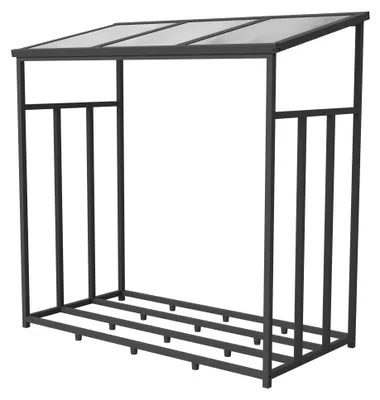 Image de GFP Primeyard Range-bûches métal 143x72x145,5 cm Porte-bûches gris