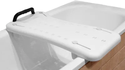 Immagine prodotto di Sedia per vasca da bagno - Sedile per vasca da bagno - Bagno sicuro - Piedini antiscivolo regolabili - Adatta a vasche da 42-60 cm - Colore bianco