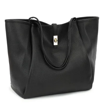 Produktbild von Schultertasche Damen Umhängetasche Kunstleder Tote Shopper Bag Reise Geldbörse Mit Drehverschluss und Innentasche für Arbeit, Schule, Einkauf