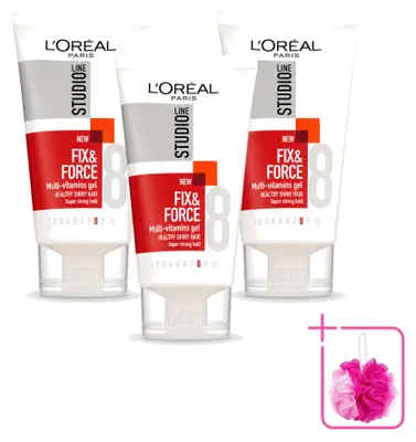 Image de 3 x L'Oréal Paris Studio Line Essentials Fix & Force Gel, fixation super forte, 150 ml - Lot de 3