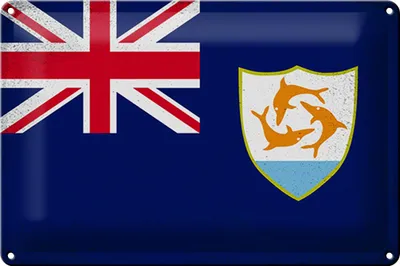 Produktbild von Blechschild Flagge Anguillas 30x20cm Flag Anguilla Vintage
