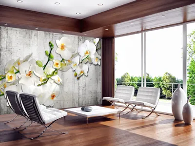 Produktbild von Vlies Fototapete 350x256 cm Tapeten Wandtapete XXL Blumen Orchidee Beton b-A-0157-a-b