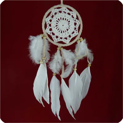 Produktbild von Traumfänger Dreamcatcher Windspiel Federn Träume Geschenk Deko Hängend gehäkelt 11 cm, Motiv 2
