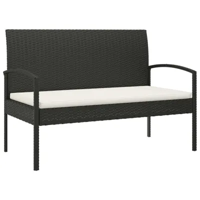 Immagine prodotto di Panca da giardino con cuscini nera 105 cm in poly rattan