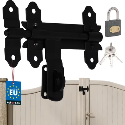Immagine prodotto di KOTARBAU® Catenaccio con lucchetto 150 mm catenaccio per porta da garage catenaccio in acciaio verniciato a polvere catenaccio per cancello da giardino serratura catenaccio piastra di riscontro catenaccio cerniere cancello scorrevole catenaccio catenaccio catenaccio