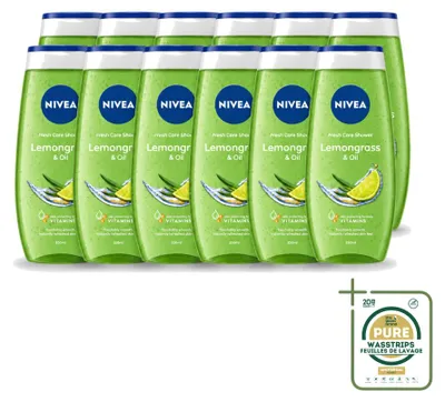 Immagine prodotto di 12 flaconi di gel doccia Nivea al limone e agli oli - 250 ml - confezione risparmio - 12 pezzi