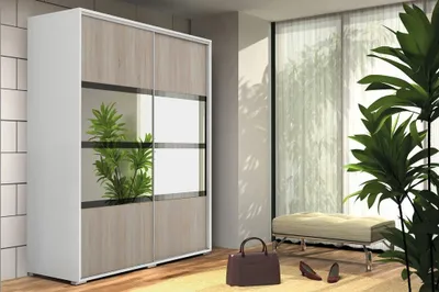 Produktbild von Geräumiger Kleiderschrank mit Spiegel 230/215 CELESTINO 2 – weiß / Eiche Sonoma